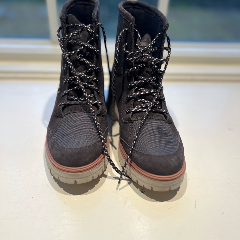 Black and Gray Lace-Up Boots